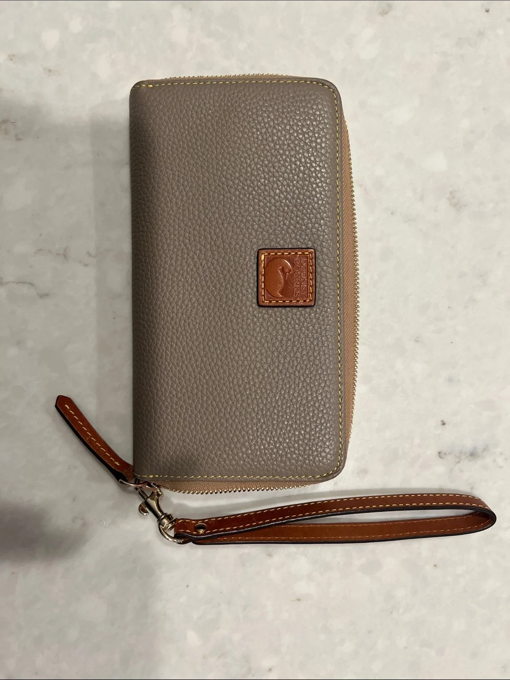 Dooney & Bourke Large Pebble Grain Wristlet Taupe